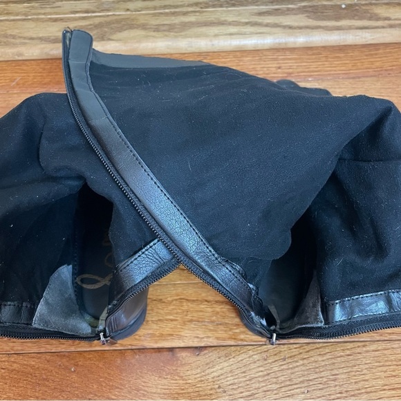 SAM EDELMAN Black Leather 7M Painter Tall Riding Boot Leather Back Zip Western - Picture 8 of 10